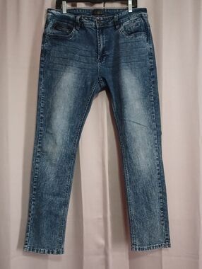 Steve's Jeans Acid Wash 5 Pocket Men's Slim Straight Leg Jeans 34×32 Stretch